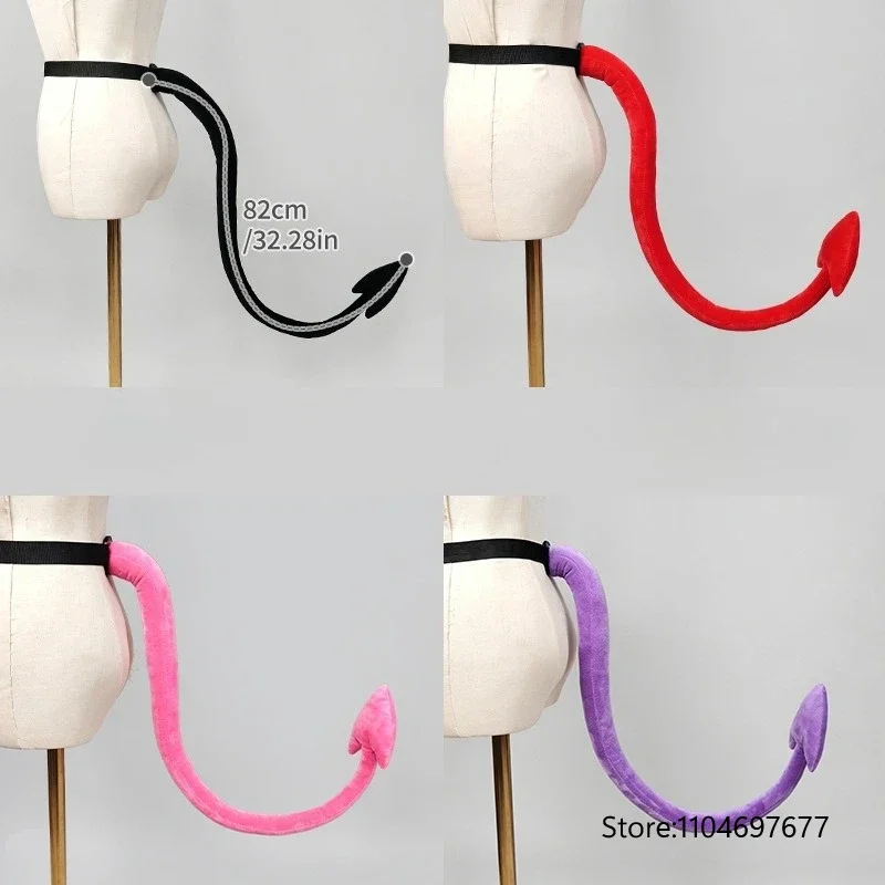 Demon Devil Plush Tail, Halloween Vampire Cosplay Costume Prop, Gothic Theme Party Comic‑con Dress Up Accessory