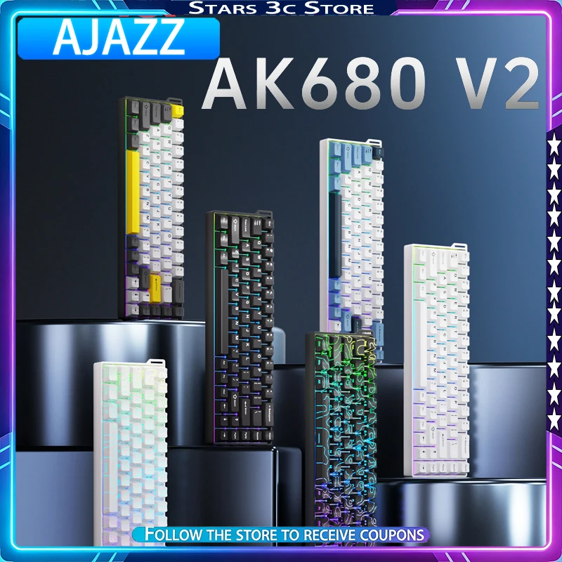 AJAZZ AK680 V2 Magnetic Axis Mechanical Keyboard Aluminum Alloy Positioning Plate Hot-swapping 8K Low Latency Gaming Keyboard