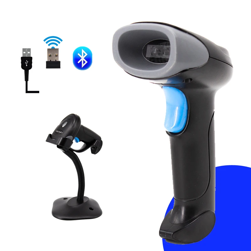 Holyhah 1D 2D Supermarket Handheld Barcode Bar Code Scanner Reader QR PDF417 Bluetooth 2.4G Wireless  Wired USB Platform