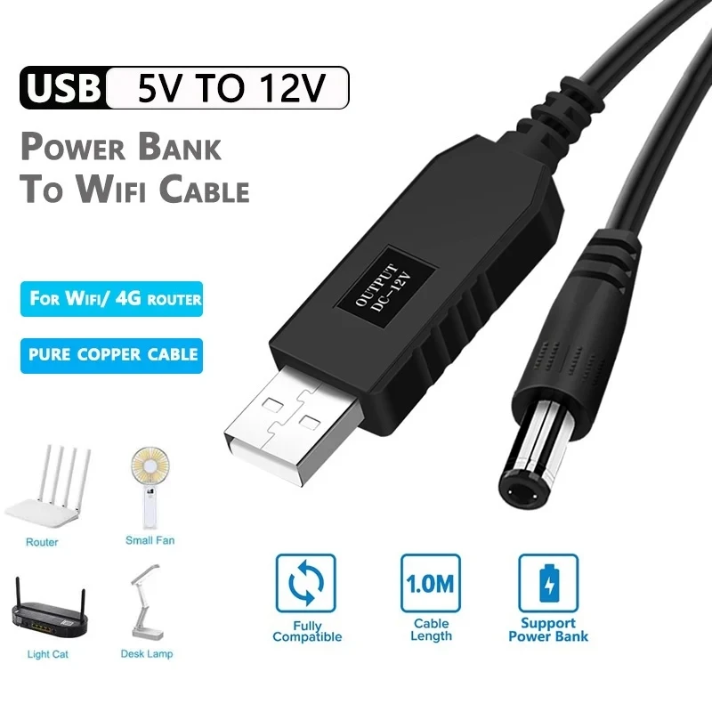 USB to DC Power Cable 5V To 12V Boost Converter 8 Adapters USB to DC Jack Charging Cable for Wifi Router Mini Fan Speaker