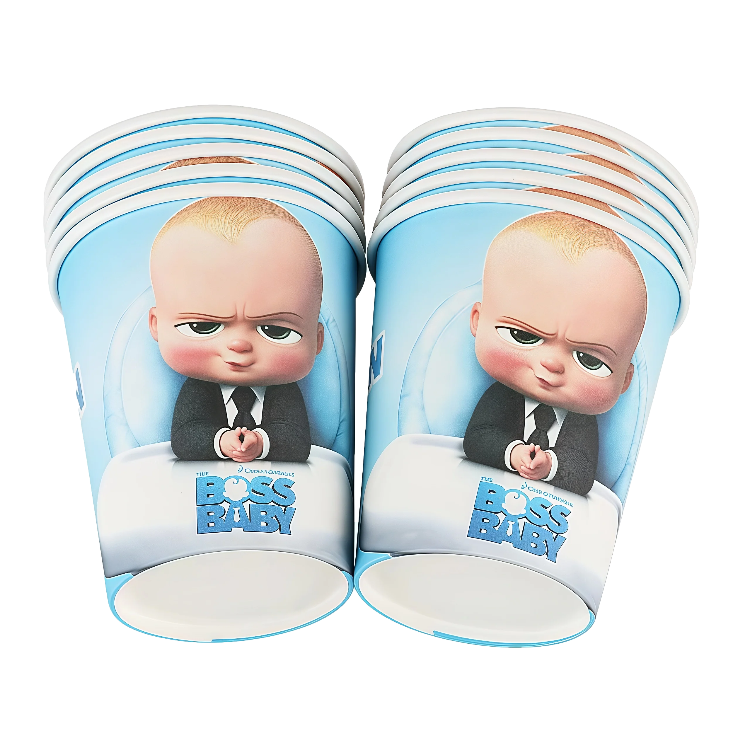 Bossed Baby Cartoon Geburtstagsparty Dekoration Einweggeschirr-Set Teller Becher Ballon-Set Kinder Baby-Shower Zubehör Geschenk