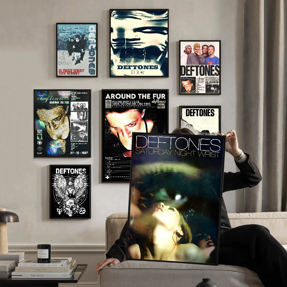 

Hip Hop Singer Star Deftones Vintage Posters Sticky Retro Kraft Paper Sticker DIY Room Bar Cafe Kawaii Room Decor