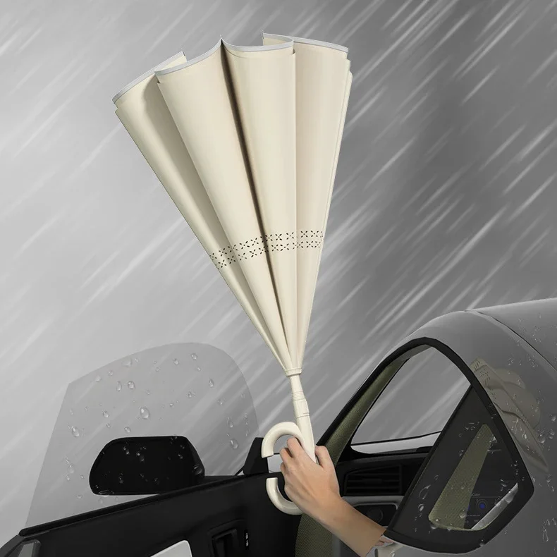 Inverted Big Free Ribs Size Windproof Handle Rain Shipping  8 Men Women Umbrella Strong For Reverse Long Golf s