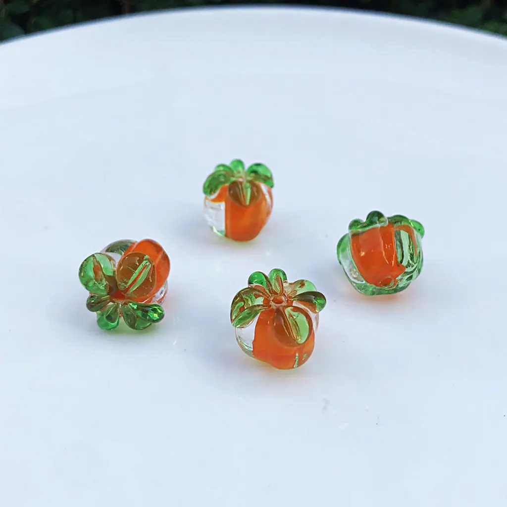 10pcs Glazed Persimmon Beads Glass Muran Beads DIY Earrings Bracelet  Jewelry Accessories Women Cute Star Wave Point