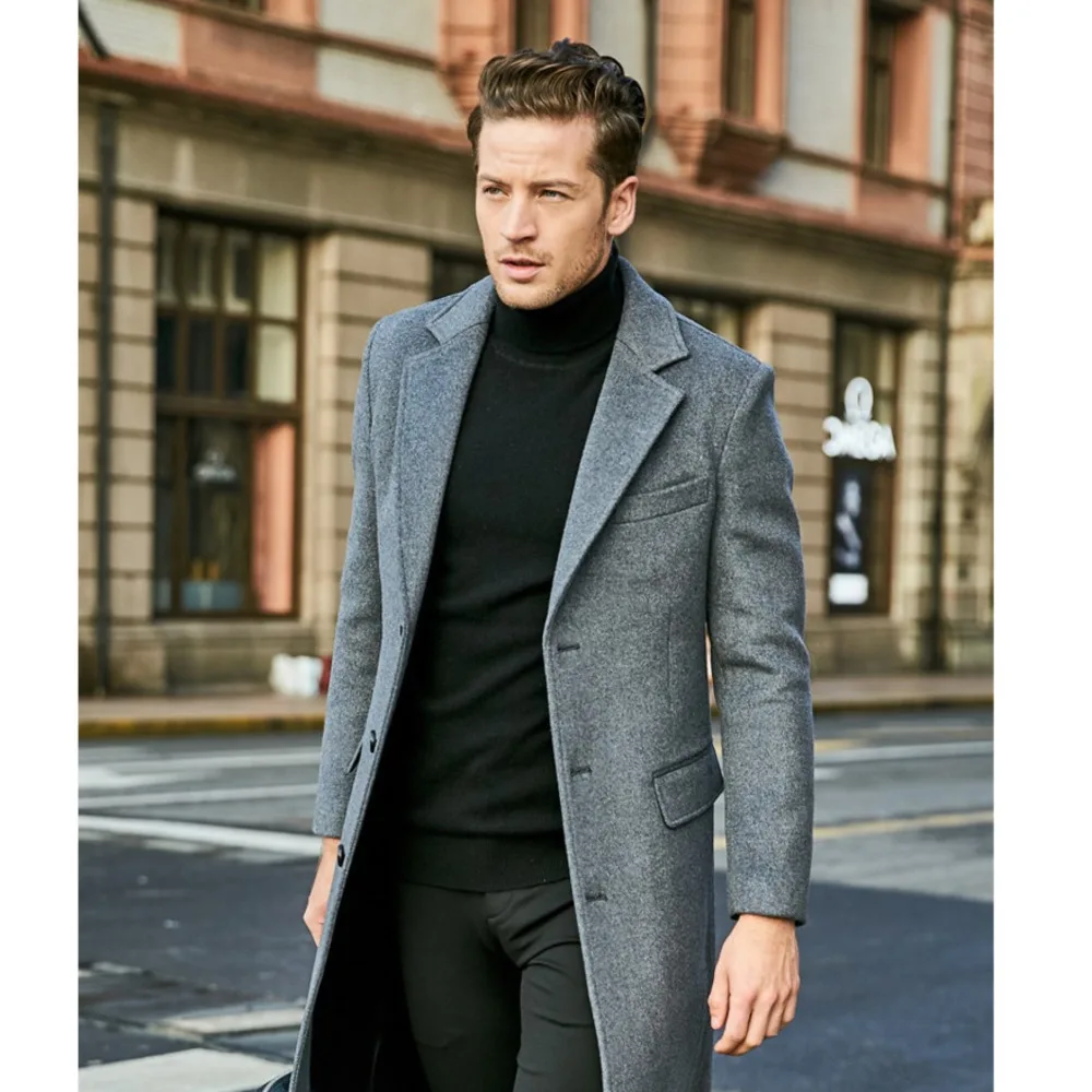 Men's Winter Coat Hot List 2024 New Thick Woolen Men's Coat Long Coat Japanese And Korean Casual Long Single-breasted Top