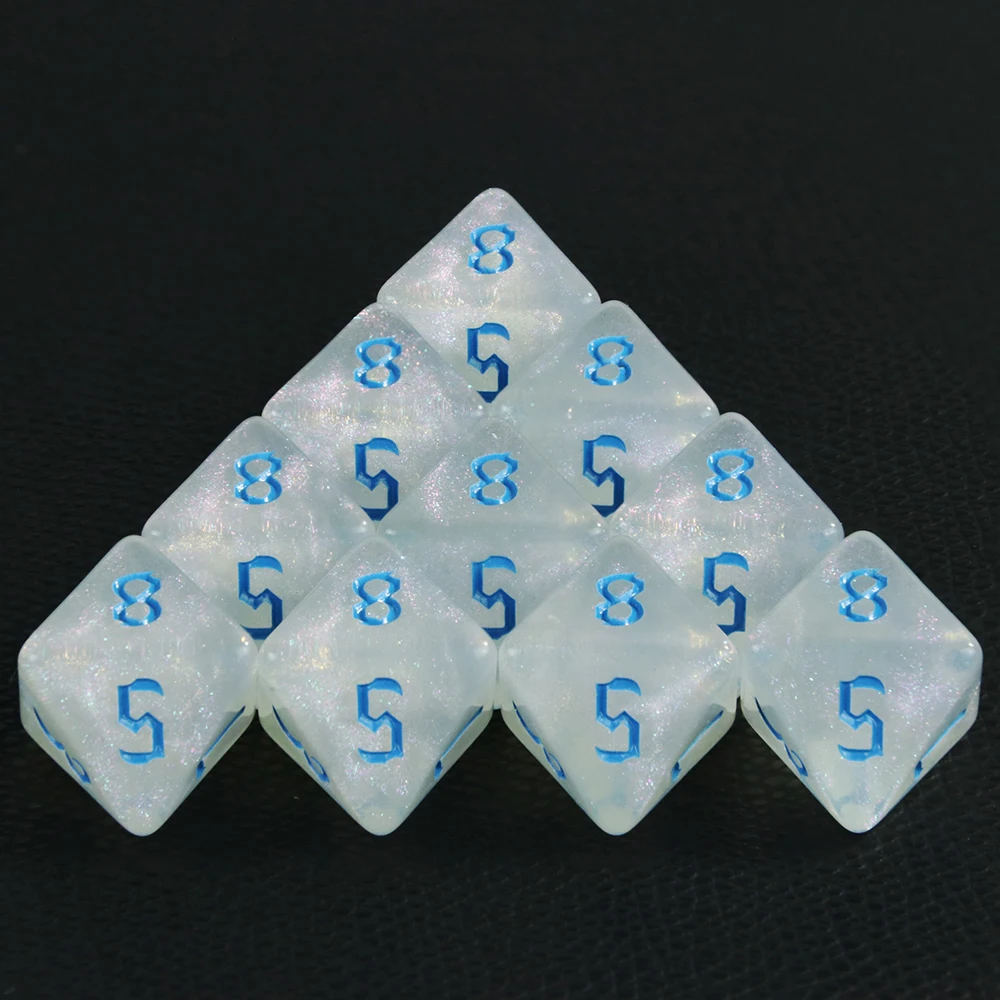 Polyhedral D8 Dice Set 10PCS TRPG Glitter/ Opaque 8 Sided Dices for RPG D&D Accessories Table Board Role Playing Game Dice