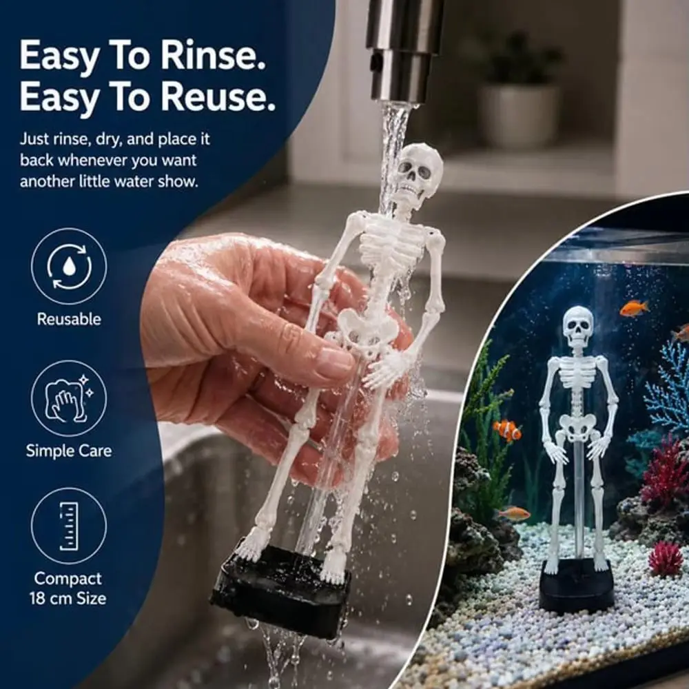 Air-Driven Dynamic Skeleton Aquarium Decoration Floating Design Dancing Motion Fish Tank Decorations Clear Support Rod
