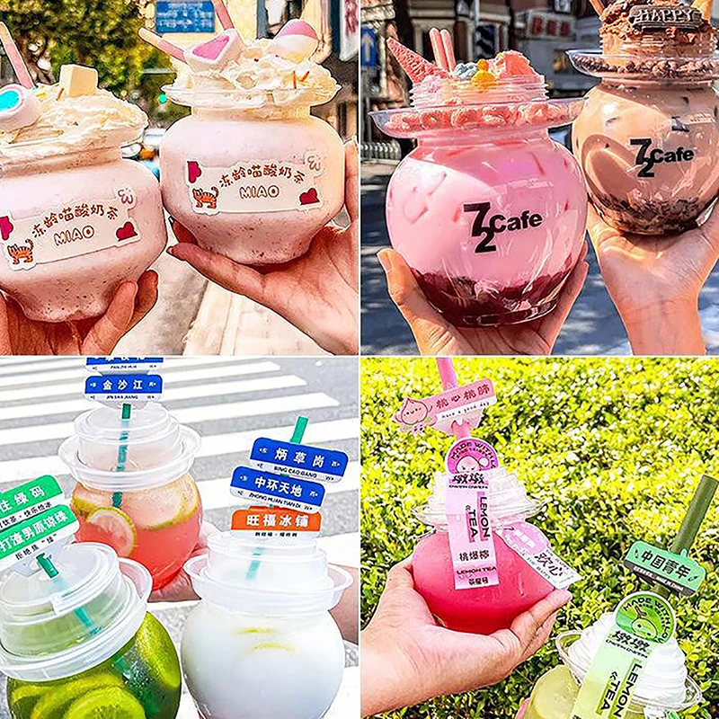 

500ml PET Container Kimchi Jar Water Bottle Milk Tea Drinking Cup Portable Bottle Kitchen Water Bottle Home