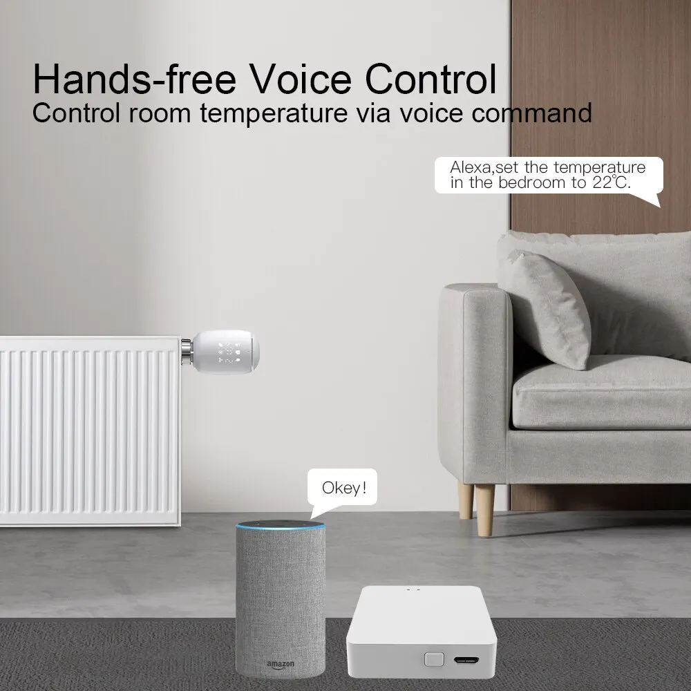 Tuya Zigbee Smart TRV Programmable Thermostatic Radiator Valve App Remote Intelligent Temperature Controller Alexa Google Home