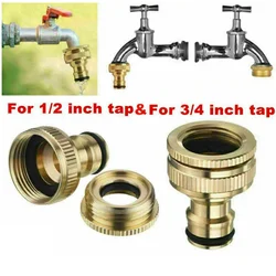 Adaptateur de raccord de robinet de jardin, connecteur de tuyau universel en laiton doré, adaptateur de robinet fileté femelle de 1/2 et 3/4 pouces