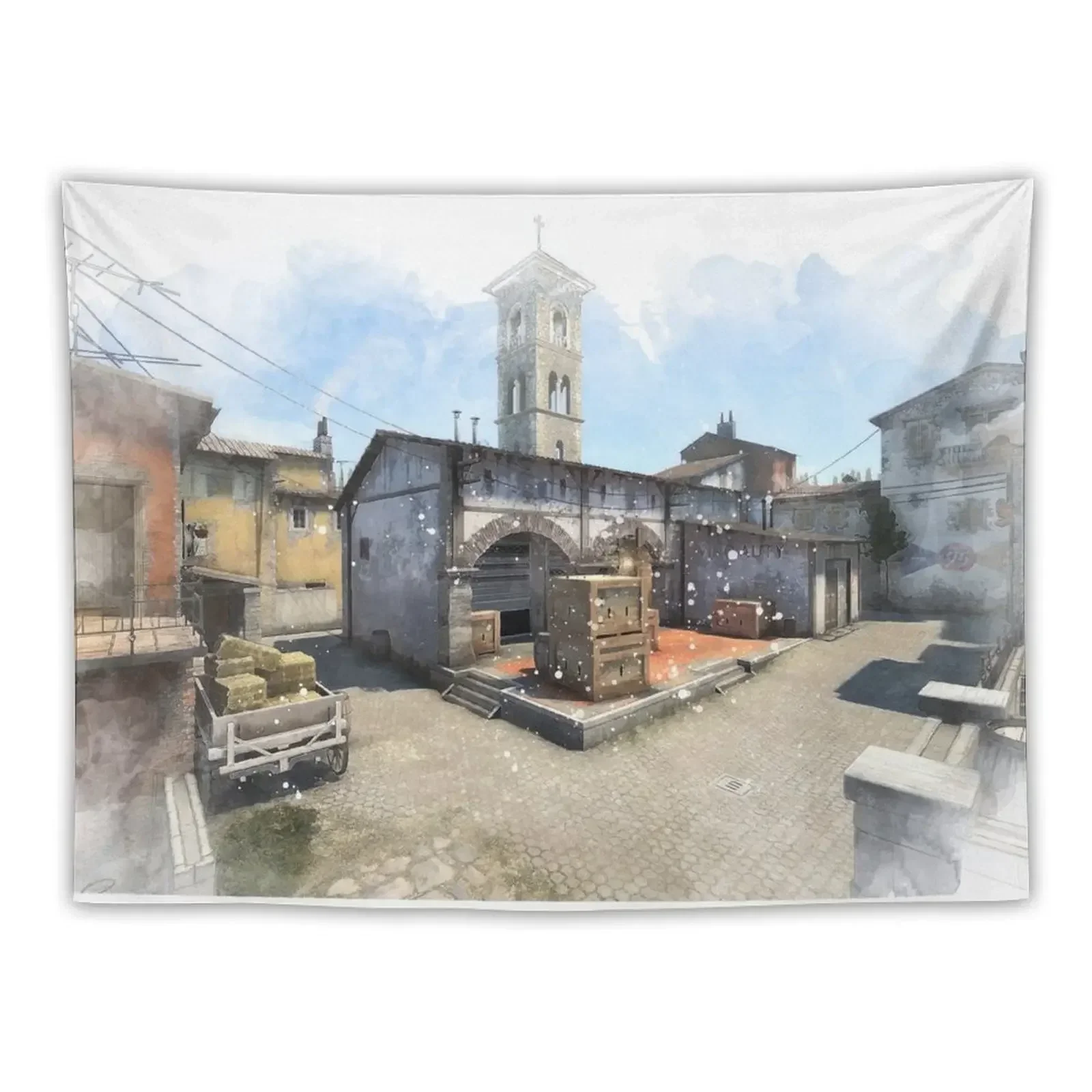 CSGO Inferno Watercolour Map Poster Tapestry Aesthetic Home Decor Wall Carpet Tapestry