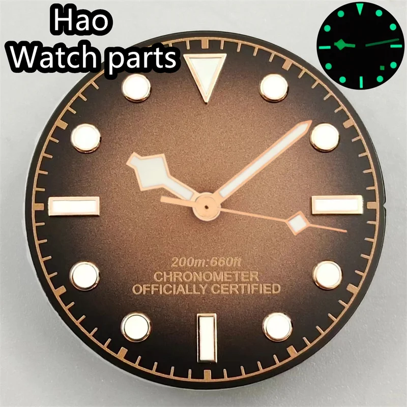 قرص متدرج 29 ملم عتيق أسود بني مع إبرة ندفة الثلج باللون الذهبي الوردي NH35 36 ETA2824 2836 ملحقات تعديل الساعة