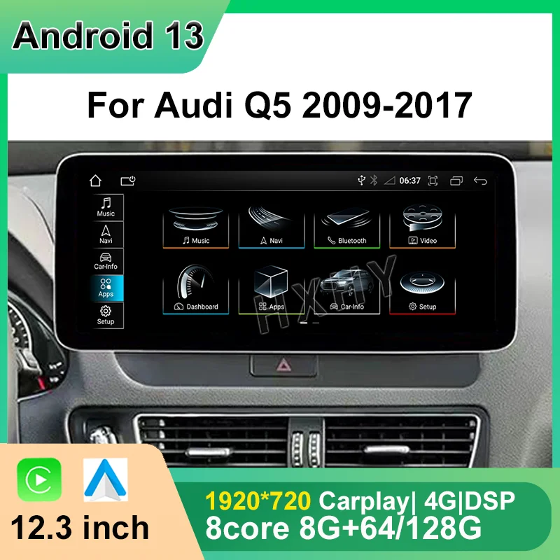 

10.25/12.3Inch Android 13 8+128G Auto Carplay Car Multimedia Stere Dvd Player Radio Gps Navigation For Audi Q5 2009-2017