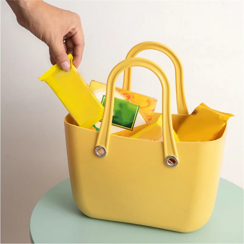 Cesta de mano de drenaje de plástico para baño, cesta de regalo para llevar Macaron, bolsa de almacenamiento de frutas, cesta de Picnic para niños