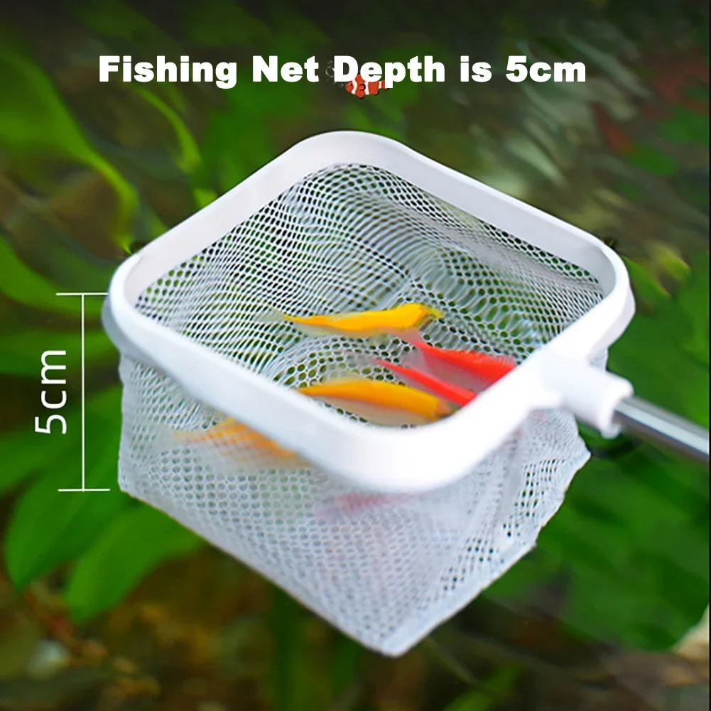 Aquarium Square Fishing Net With Suction Cup Extendable Long Handle Fishing Gear For Catching Fish Shrimp Tank Clean Supplies