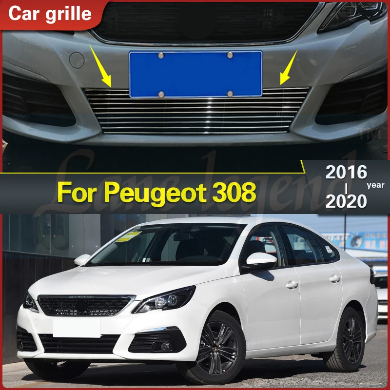 

Для Peugeot 308 2016-2020, высококачественный передний центральный бампер из нержавеющей стали, решетка, накладка, гоночная решетка, комплект кузова, грили