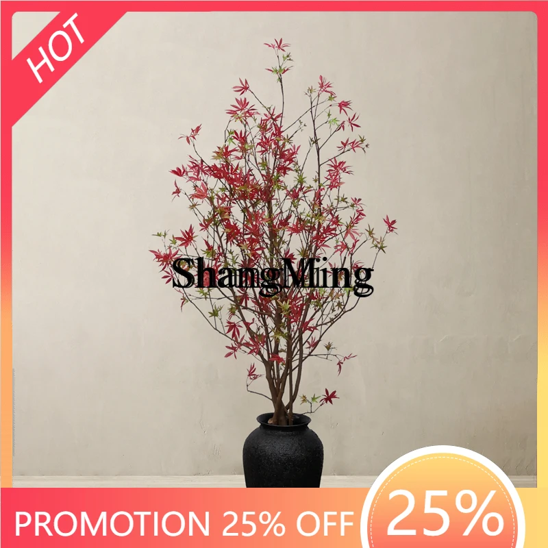 CL simulation flower home indoor desktop bouquet ornament maple leaf fake green potted plant ornament