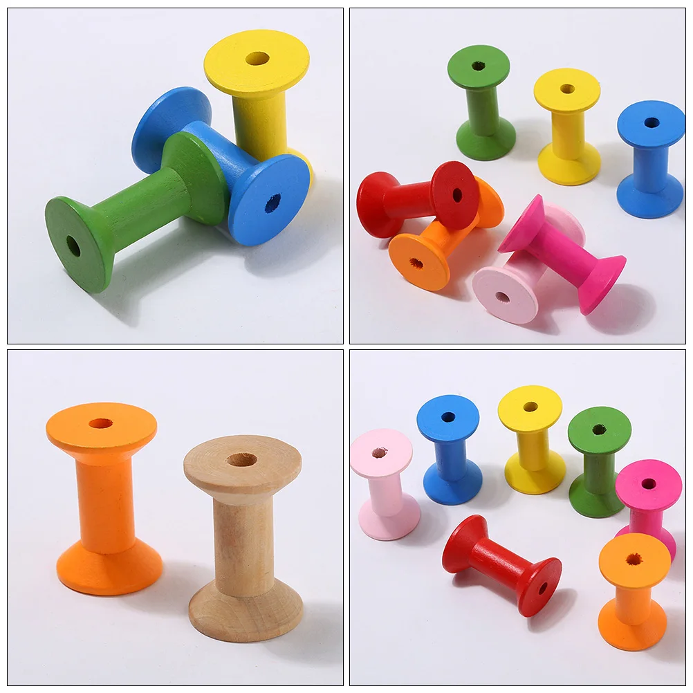 

20Pcs Wooden Spools Unfinished Smooth Surface Durable DIY Craft Home Decor Photo Props Thread Twine Cord Wire Holding