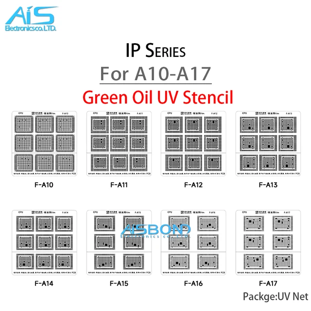 Amaoe Green Oil Net UV zestaw atramentowy do iPhone A10 A11 A12 A13 A14 A15 A16 A17 CPU BGA rebaling szablon