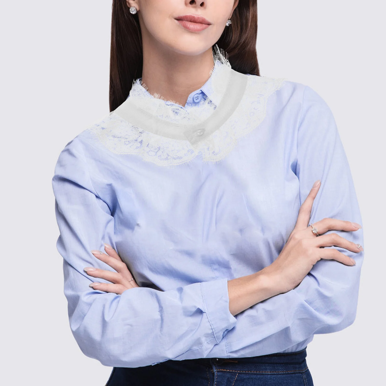 

Lace Fake Collar For Women Detachable Hollow Floral Design Faux Shirt Insert Stylish Neckwear Accessory Fashion Dress