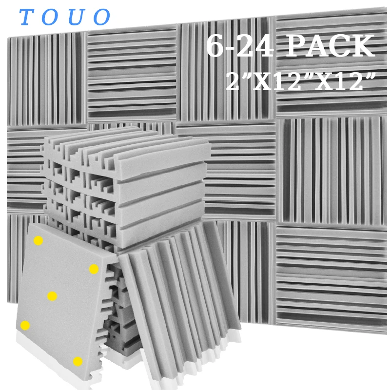 

TOUO 6 12 24 Pcs Broadband Acoustic Foam High Density Soundproof Foams Acoustic Insulation Studio Acoustic Treatment Door Seal