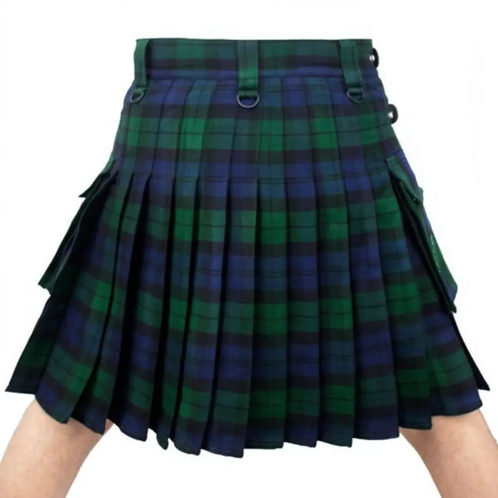 Men Highland Plaid Kilt Traditional Scottish Style Pleated Skirt Linen Material Performance Costume For Festival Party