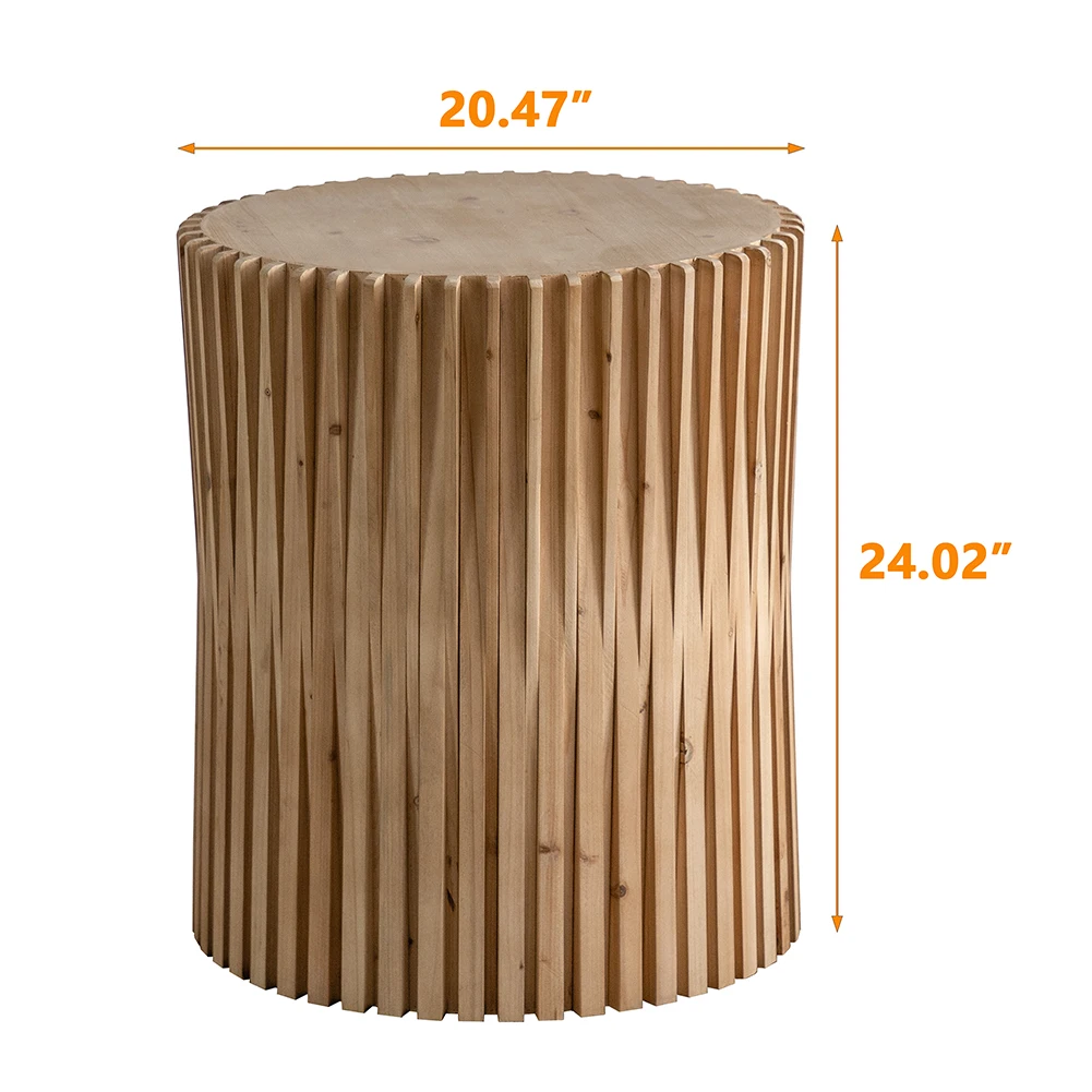 20.47" MDF Retro Farmhouse Cylindrical Coffee Table High Load Capacity For Living Room Office Dining Room