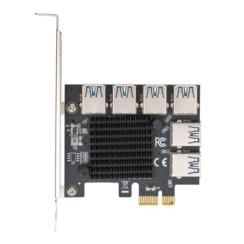 

652F PCI-E To PCI-E Adapter 1 to 6 PCI-Express 1x To 16x USB3.0 Riser Expansion Card