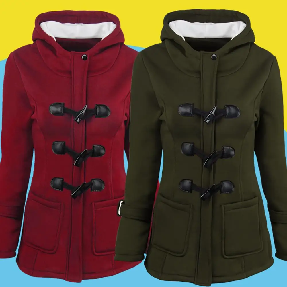 

Classic Casual Overcoat Slim Fit Coldproof Skin-touching Winter Women Solid Color Hooded Long Coat