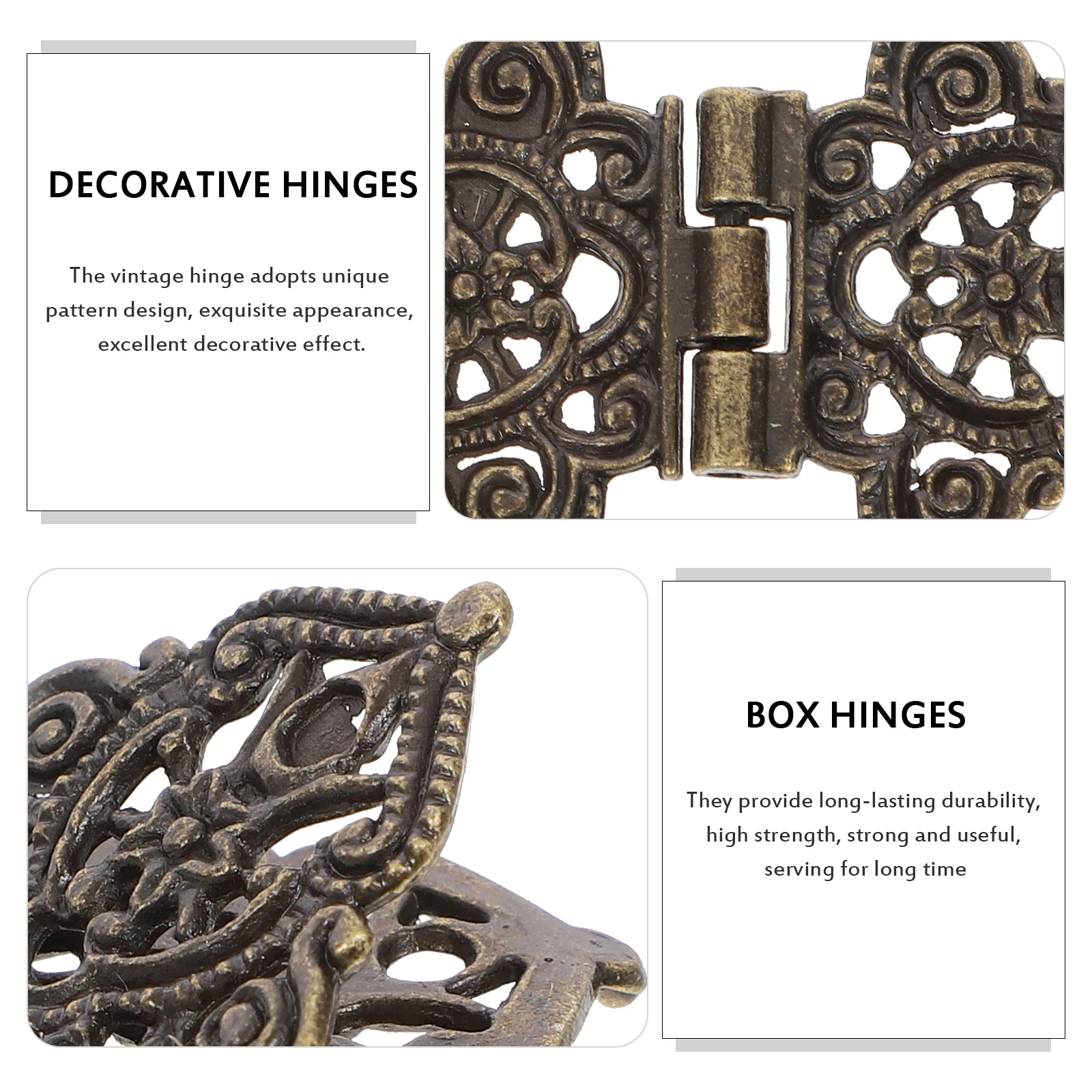

20pcs Box Hinges Vintage Design Retro Gift Cabinet Hardware Zinc Alloy Vintage Design Hinges Durable