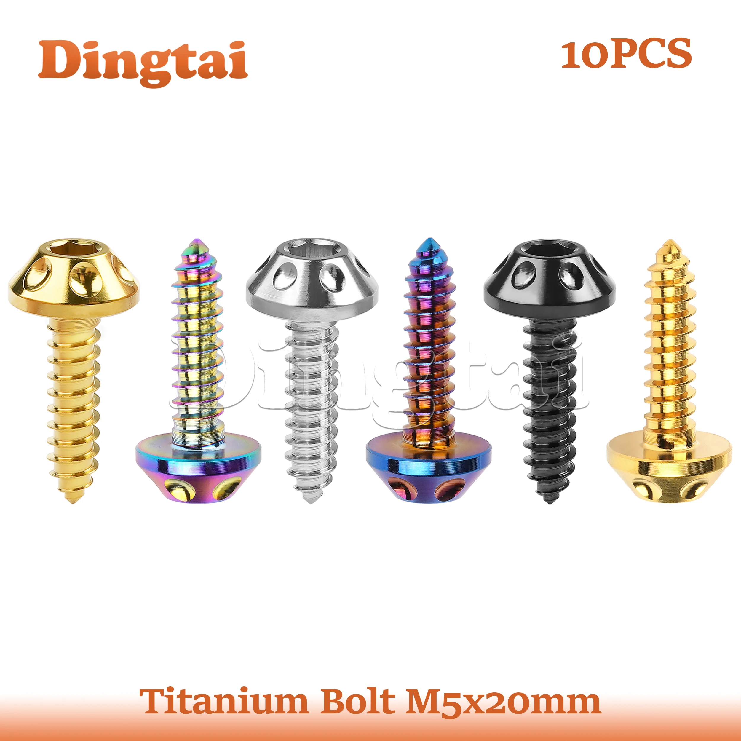 

Dingtai Titanium Bolt 10PCS M5x20mm Large Head Self Tapping Drilling Hexagonal for MTB Bike Part