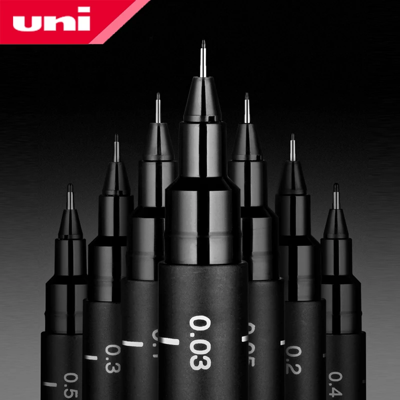 Uni PIN-200 Drawing Hook Pen Sketching Waterproof Needle Gel Pens 3/6/12pc Multiple Sizes of Pen Tips Hand-drawn Comic Design