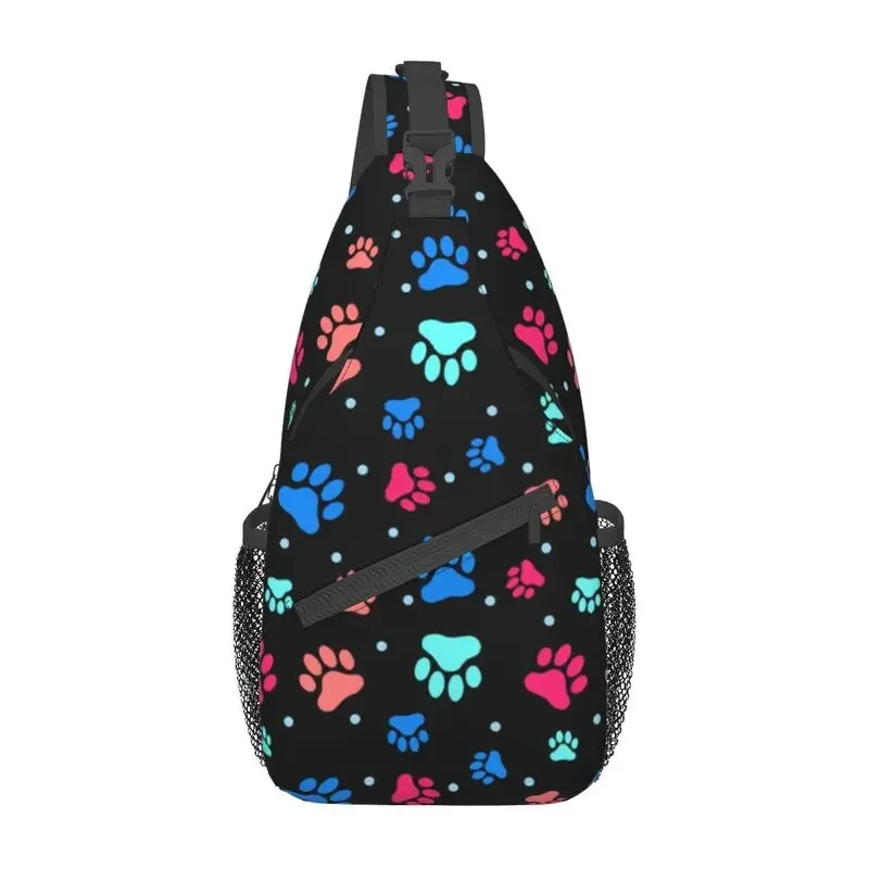 Cool Paw Prints Color Crossbody Sling Backpack Men Animal Dog Paw Shoulder Chest Bags for Traveling