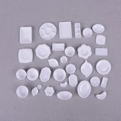33Pc/Set Kitchen Acrylic Mini Tableware Miniatures Cup Plate Dish Decor Toys for Kids Girls Gifts For Children Doll Accessories