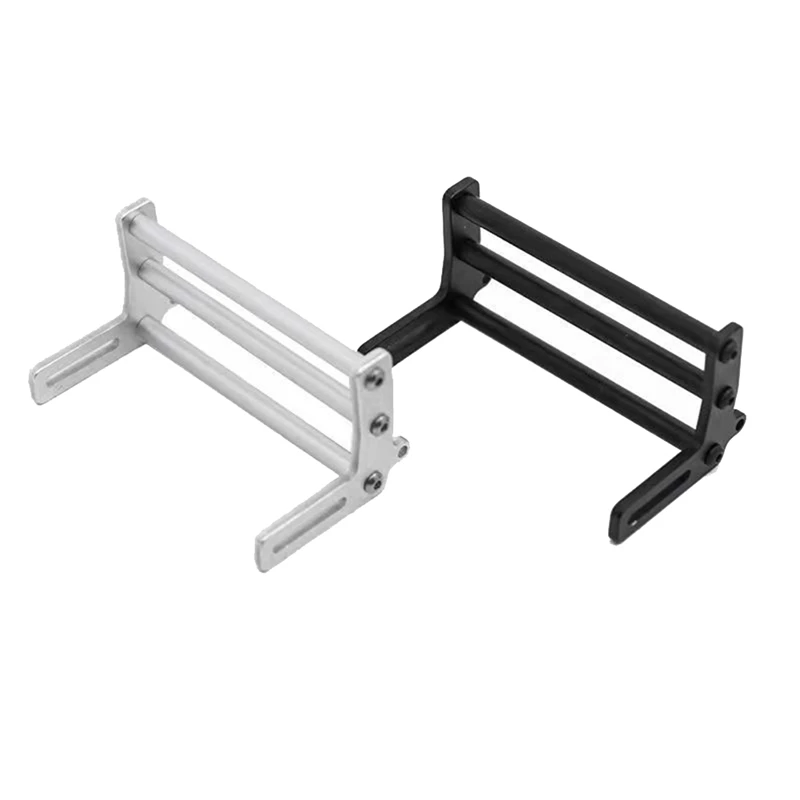 2 Pcs Metal Front Bumper Universal For 1/10 RC Crawler TRX4 SCX10 SCX10 II 90046 90047 Upgrade Parts,Black And Silver