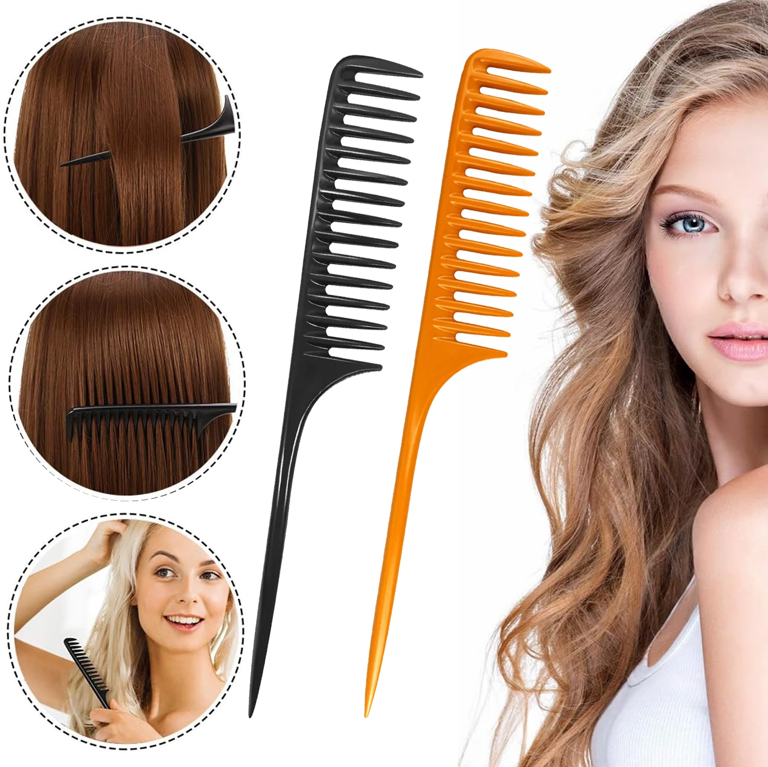 女性用ラットテールコーム,帯電防止,美容院用,プロ用,1ユニット
