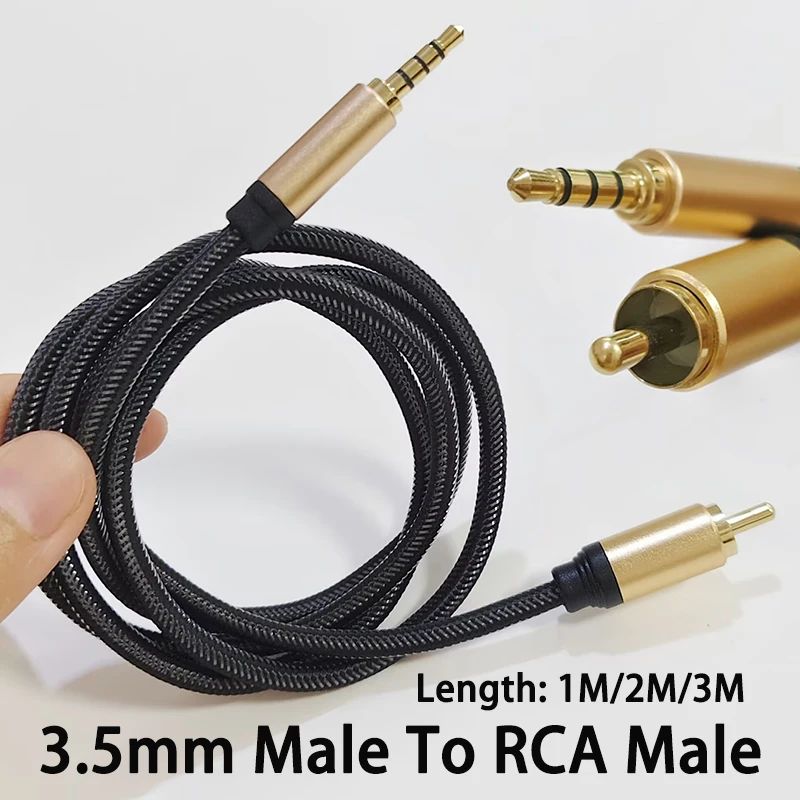 1PC RCA Coaxial To 3.5mm TRRS Cable For Phone Laptop TV Car S/PDIF Adapter Converter 3.5mm Jack Phono Plug 1/2/3 Meters Long
