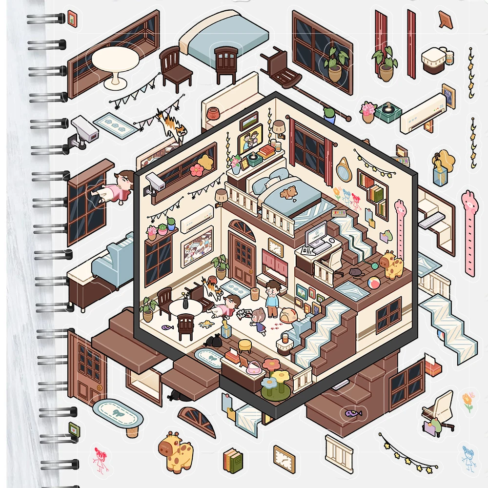 2PCS Turtle Soup Paper Landscaping Miniature Scene Sticker Nostalgia Personalized Bottle Motorcycle Cafe Art Decoration Stickers