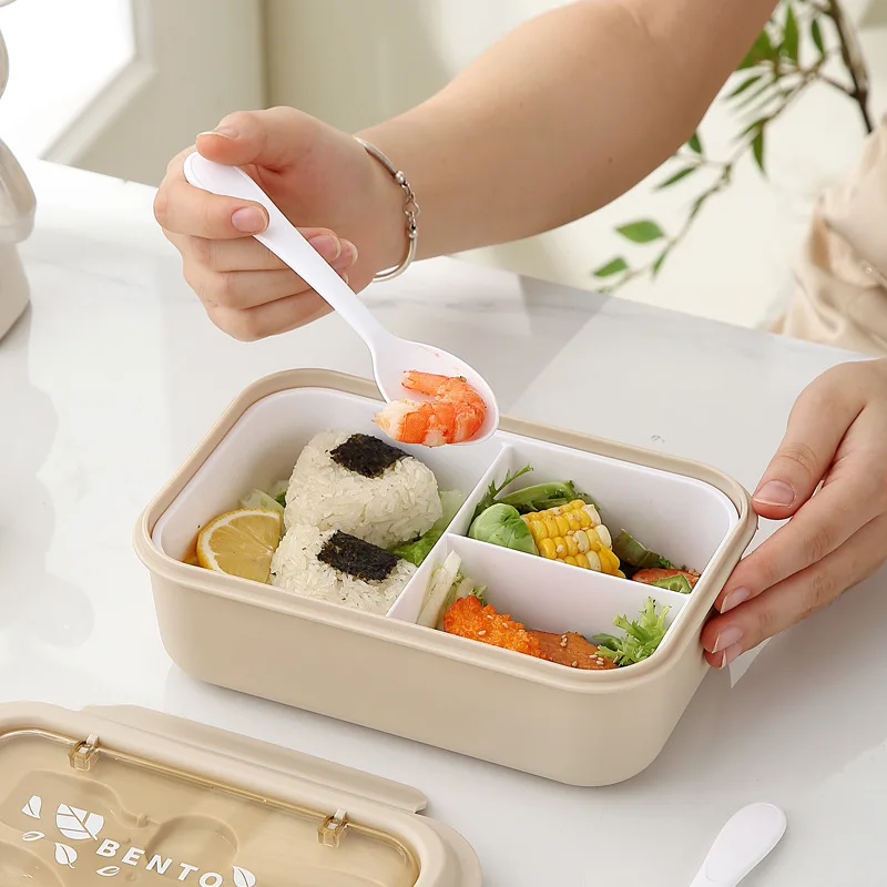 JUSTINLAU Lunch Box Portable for Children School Bento Box Compartment Sealed Food Container with Tableware Microwavable Heating view 2