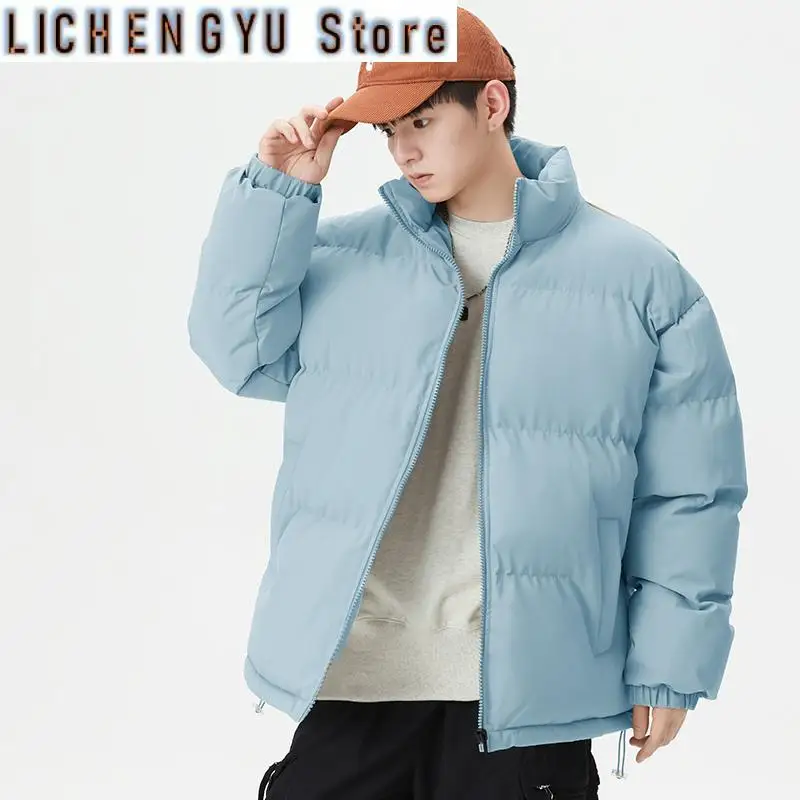 Autumn and Winter  Dopamine  Cotton  Jacket, Men's Stand-up Collar Coat, Men's  Thick Pure Color Warm Cotton Jacket, Cotton Coat