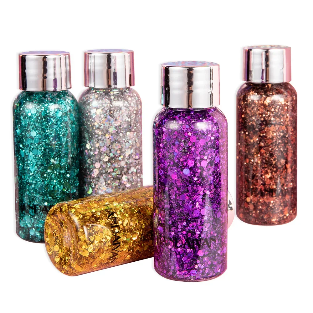 Gel per unghie e capelli con glitter per il corpo multiuso ad alta lucentezza Decorazione viso impermeabile a lunga durata per paillettes festival di feste