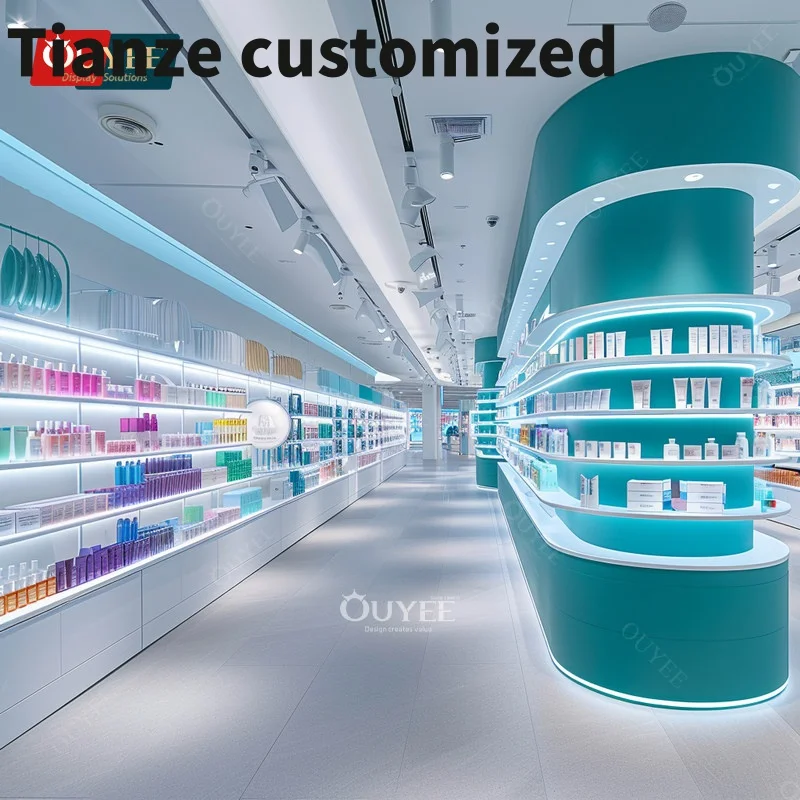 

Customized-modern cosmetics middle display rack perfume display wig shelf display Beauty showcase shop furniture supply cosmetic