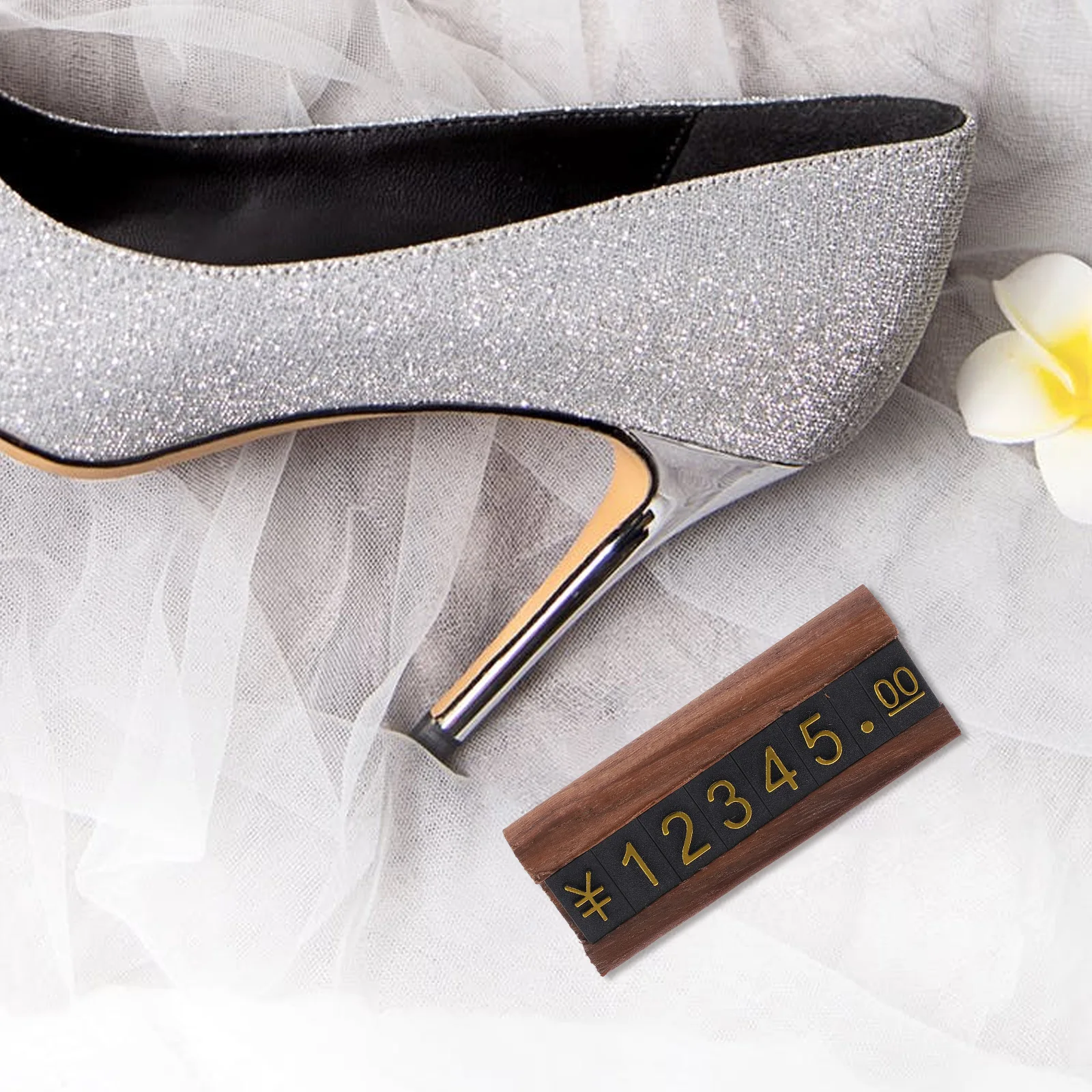 

1Set Adjustable Price Tag Cube Wood Plastic Retail Display Stand for Jewelry Shop Price Signs Retail Counter Pricing Tags