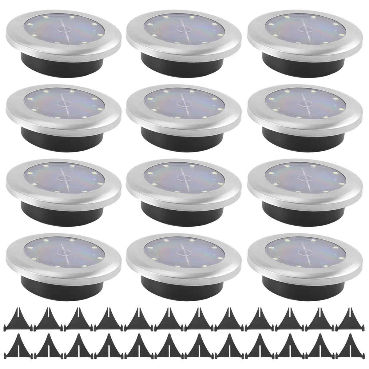 12 Pack Solar Lights Outdoor Garden 8 LED Solar Disk Lights Outdoor IP65 Waterproof for Garden Pathway Lawn Patio