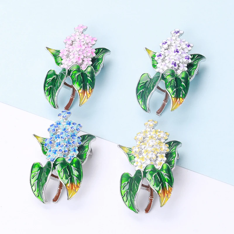 1PCS Beauty Spring 4-color Clove Flower Party Office Brooch Pins Gifts Alloy Lilac Flower Brooches 