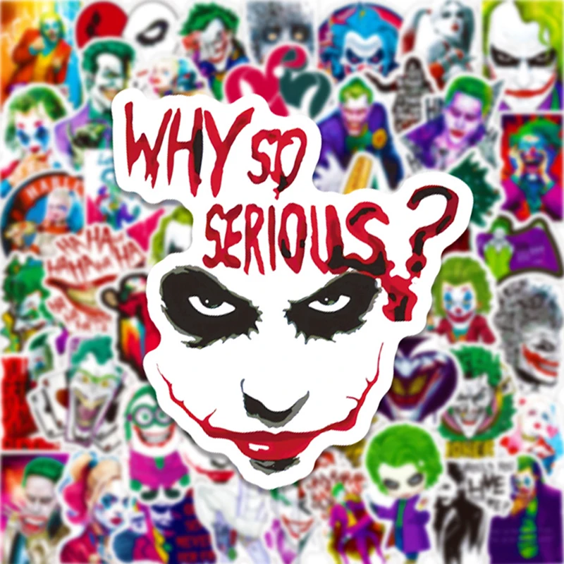 50PCS The Joker Harley Quinn Animation Figure Sticker Laptop Computer Guitar Phone Case Decoration Waterproof Anime Stickers