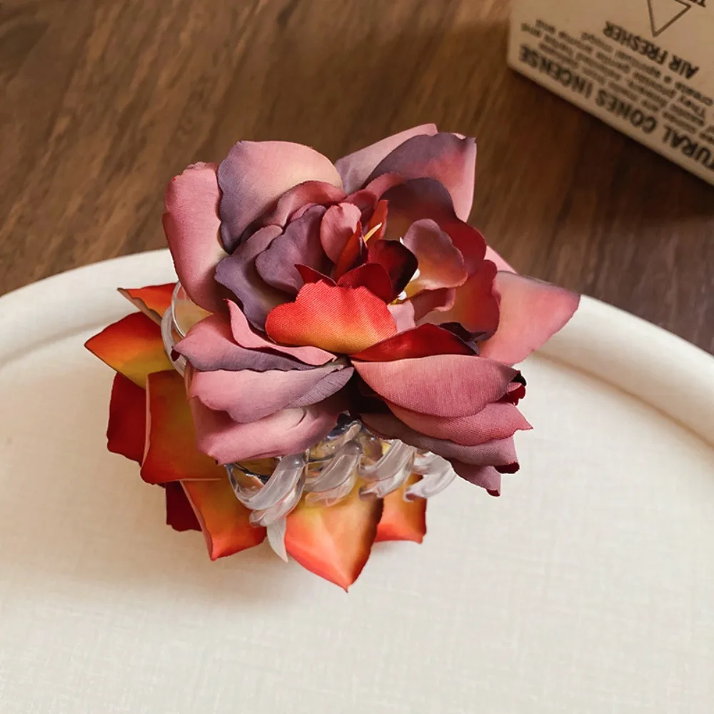 

Sweet Simulated Flower Hair Claw Cloth Korean Style Rose Shark Clip Ponytail Holder Hair Catches Seaside Vacation Headwear Girls