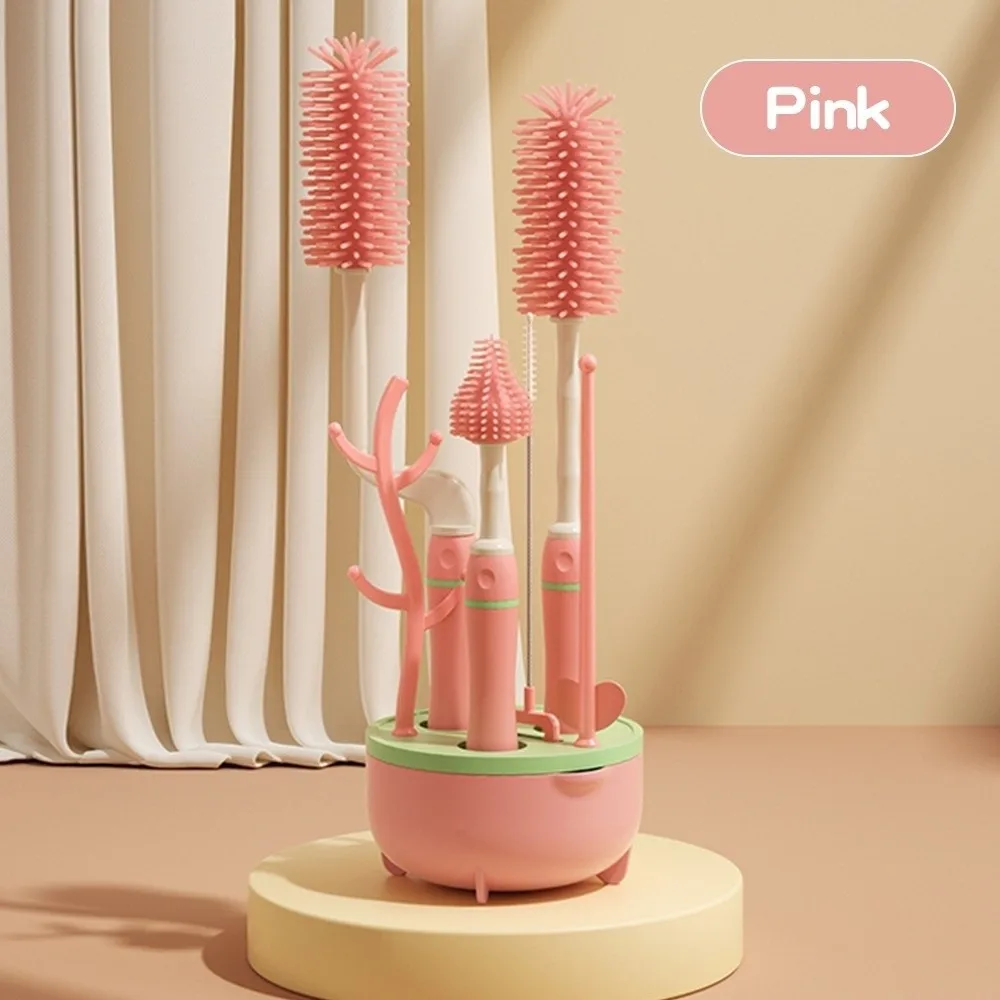 

Soft Head Baby Bottle Cleaner Set Long Handle Nipple Dropper Bottle Cleaning Brush Handheld Silicone Water Bottle Cleaner