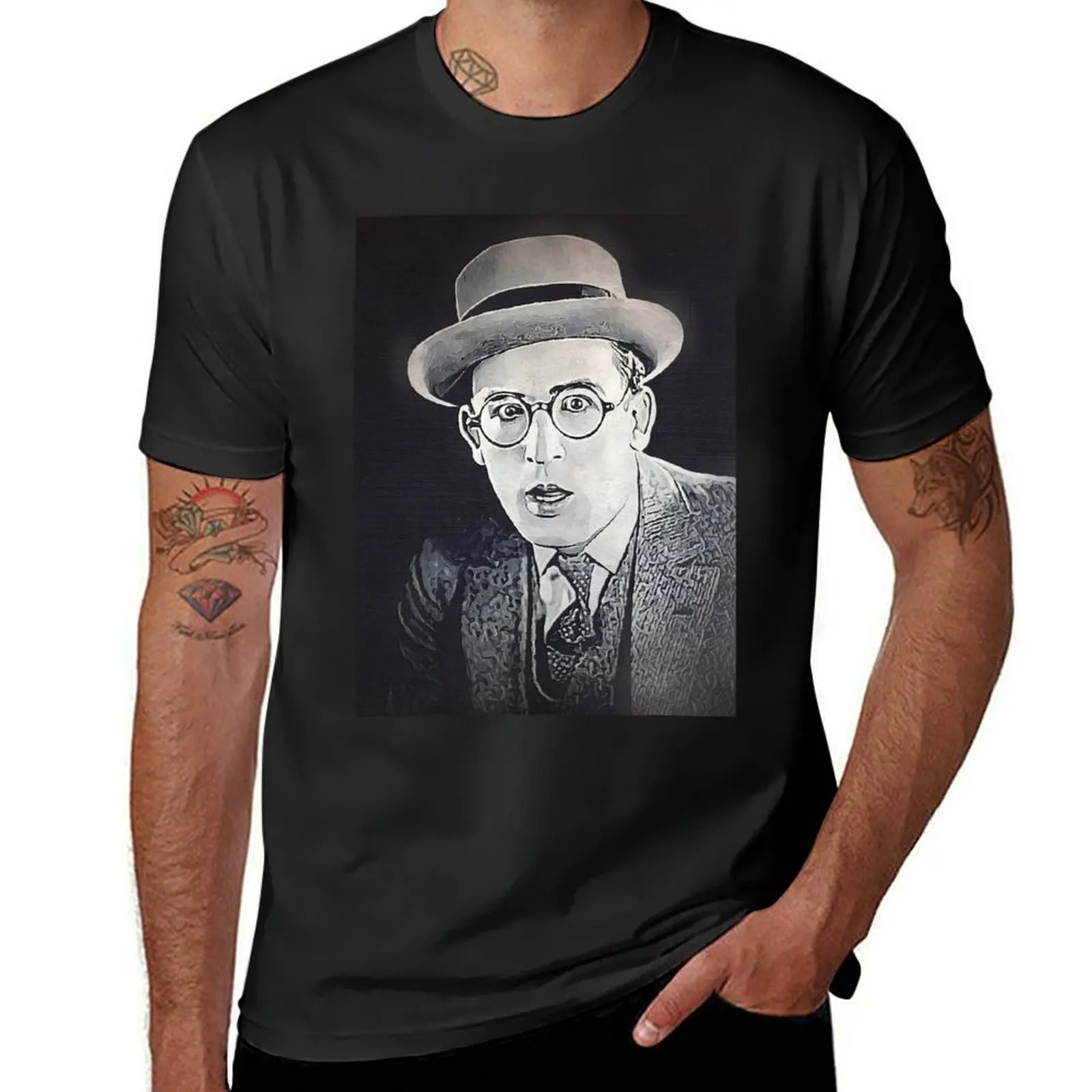 Harold Lloyd Art - oil paint - D52 T-Shirt aesthetic clothes new edition blacks heavy weight t shirts for men