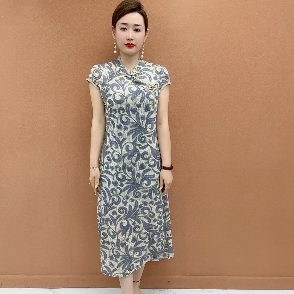 

Повседневное модное свободное платье-жилет для женщин среднего и старшего возраста, лето 2025, большие размеры, миди-юбка